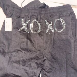 XOXO Kids Black Joggers with Rhinestone Detail